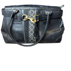 Coach Vintage Hamptons 10552 bag stripe shoulder bag black and canvas 2000